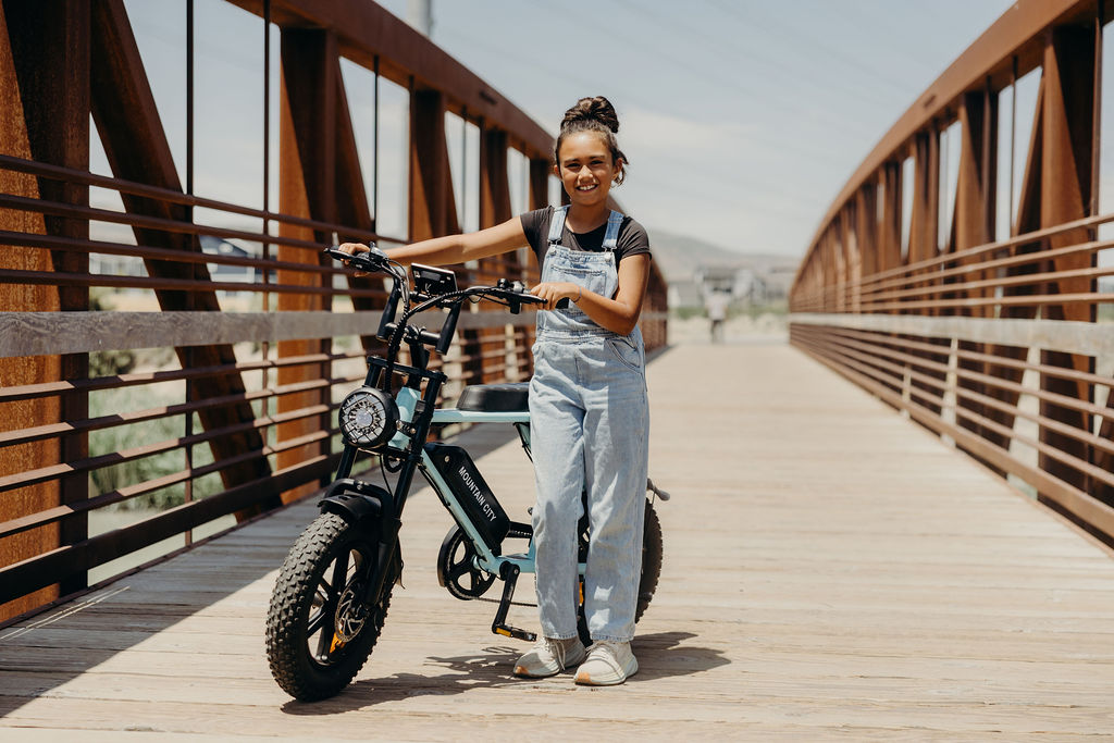Electric bicycle featuring a sleek frame, battery pack, and pedal-assist motor.